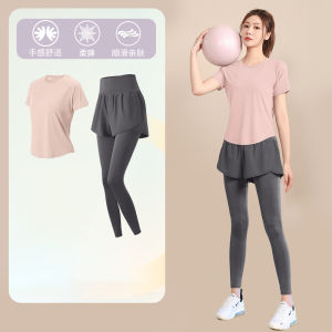 AE Professional running sports suit for women new summer breathable quick-dry fitness wear short-sleeved high-end yoga outfit