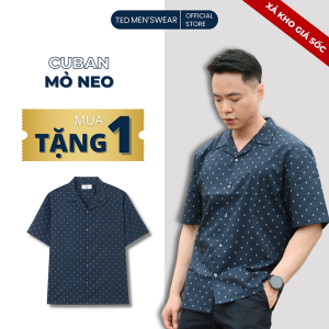 [ Mua 1 áo tặng 1 áo ] Áo Sơ Mi Nam Cộc Tay Cotton Họa Tiết Mỏ Neo – Thoáng Mát Lịch Lãm Mọi Lúc - Ted Menswear