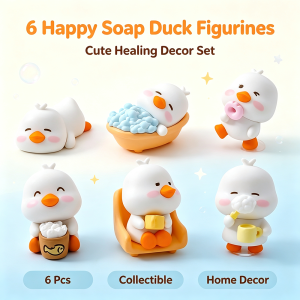 6Pcs Chubby Happy Duck Resin Mini Figurines About 3cm Tiny Duck Dolls DIY Micro Landscape Terrarium Ornaments Dollhouse Desktop Miniature Craft Accessories