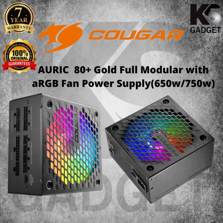 Cougar AURIC 650 | AURIC 750 80+ Gold Full Modular with aRGB Fan Power ...