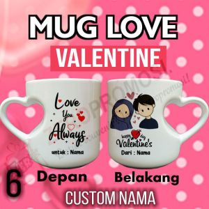 Mug Love Kado Valentine / Hampers Valentine mug gagang love cekung custom