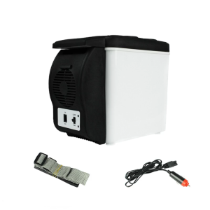 Compact 12V Car Fridge 6L Capacity with Strap Low Noise Cooling Warming ABS Vehicle Refrigerator for Road Trips Outdoor