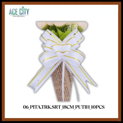 (1 Pack isi10pcs) Pita Tarik Serut Lis Emas / Ukuran 18cm - 30cm - 50cm / Dekorasi Buket / Parcel Kado