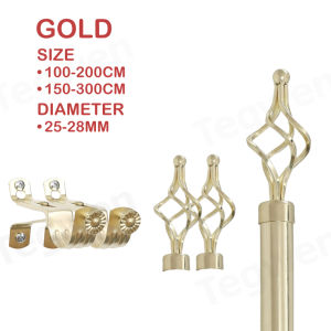 Curtain Rod Extendable Metal Spiral Curtain Rod Set with Complete AccessoriesBracket Screws & Tox 3/4 Thick