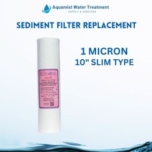 Water Filter 10" Slim Type 1 Micron Sediment Filter Replacement Capturing Fine Sediment Measuring 1 Micron