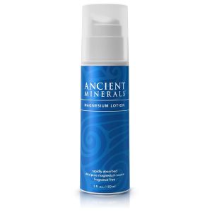 Ancient Minerals Magnesium Cream Lotion Zechstein Chloride 5oz    Magnesium chloride cream with shea butter organic oils & hyaluronic acid. Non-greasy body lotion for skin hydration. 5 oz.