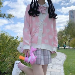 (Edisi Revisi CardyLove)-->>>>>Pink Love Cardy Rajut Korea Lucu