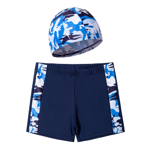 [🚚จัดส่งจากกรุงเทพฯ] กางเกงว่ายน้ำสำหรับเด็กเหมาะสำหรับเด็กชายอายุ 3-13 ปี กางเกงว่ายน้ำแห้งอย่างรวดเร็วและชุดหมวกว่ายน้ำ