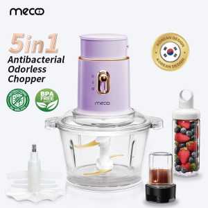 Mecoo Most Aesthetic 5 in 1 Antibacterial Odorless Chopper 250 Low Watt BPA Free / Blender Daging / Baby Food Processor / Chopper Daging - MECOO