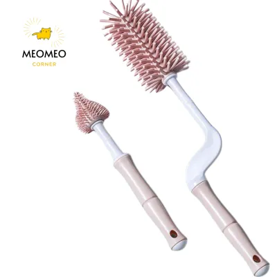 Cọ rửa bình sữa silicon cao cấp có đế phơi [Tay cầm xoay 360 độ]