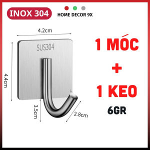 Móc Treo Tường Inox 304 Cao Cấp Siêu Chắc Treo Khăn Tắm Quần Áo Đồ Dùng Nhà Bếp Dán Tường Không Cần Khoan Đục