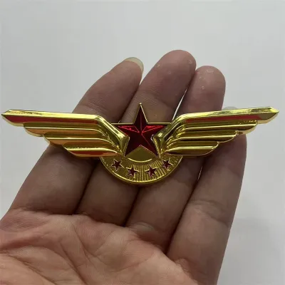 Logo Miếng dán xe hợp kim hình ngôi sao - đôi cánh Thiên Thần 10.8cm x 5cm