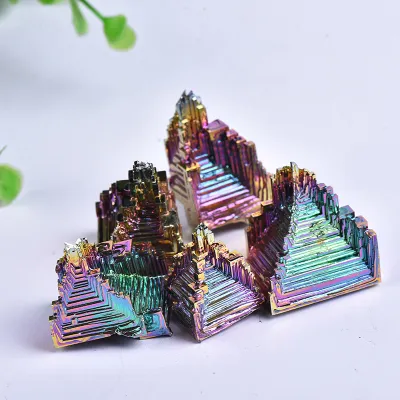 天然铋矿原石 铋晶体 七彩矿石 矿物元素 收藏摆件 七彩金属矿石 奇石装饰 | Natural Bismuth Crystal Mineral Specimen | Element Mineral Stone | Rainbow Metal Rock Decor | Batu Kristal Bismuth Asli | Hiasan Batu Pelangi