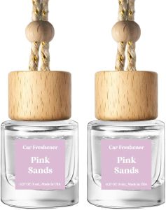 C Classy Car Air Freshener Hanging 2 Pack Mahogany Teakwood Essential Oil Diffuser Cute Glass Bottle Long-Lasting Fragrance Car Accessories for Women & Men Made in USA