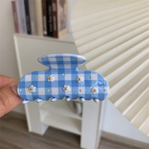 FIRST ปิ่นปักผม คลอว์ผม Emijay ซิรคอน หมวก ปิ่นปักผมประดับคริสตัล หวาน รูปทรงเรขาคณิต คลิปฉลามกรดอะซิติก สาวๆ