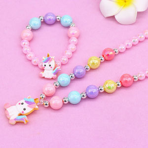 O-KAY Unicorn Princess Frozen Children Necklace Bracelet Set Earring Ring Necklace Girl Baby Accessories Jewelry