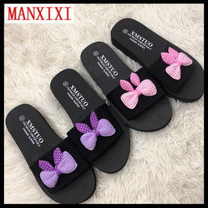 MANXIXI Beautiful 1.18 Inches Wedge Sandals Butterfly Inlay Rubber Sole Sturdy Flat Slippers For Women (Size 35-40)