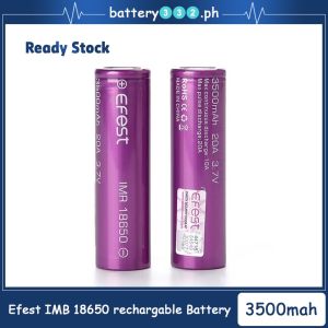 Authentic Ebike -Battery Pack ETC Deep Cycle Cylindrical Efest 18650 3.7V 3500mAh 20A Lithium Li-Ion