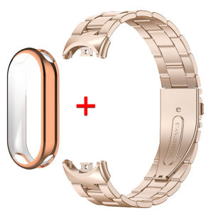 Strap+Soft TPU Cover Case For Xiaomi Mi Band 9 Stainless Steel Metal bracelet Wristband Xiaomi Smart Band 9 Band MiBand9 Mi9 Band Accessories