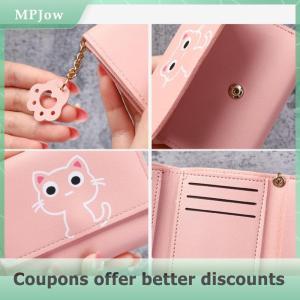 【MPJow】 Women Wallet Cute Cat Short Wallet Leather Purse Girls Money Bag Card Holder