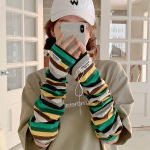 EchoBliss แขนเสื้อกันแดดสำหรับผู้หญิงฤดูร้อนลายรุ้งหลวมๆขับป้องกันรังสียูวียางยืดแขนน้ำแข็งยามแขน