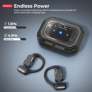 【Original 】MINISO M98 AI Translator Earbuds with 144 Language Real-Time Translation Noise Cancelling Smart Headphones with Touch Control Dynamic Mic & App Compatible with / for Travel Gaming Work Fitness - Wireless Low Latency -C Open-Ear Design