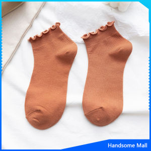 H.S. ถุงเท้าข้อจีบ สีพาสเทล สไตล์ญี่ปุ่น สำหรับผู้หญิง Women socks
