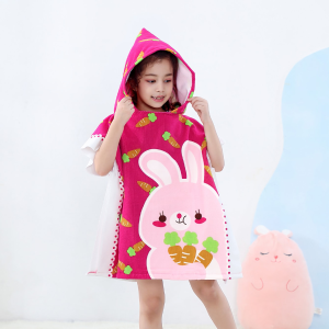 Handuk mandi Anak Ponco hoodie renang menyerap air Karakter motif lucu