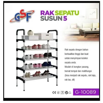 Rak sepatu Plastik 5 susun Hitam/Rak sepatu Calista Cosmic 3/4/5 SUSUN murah
