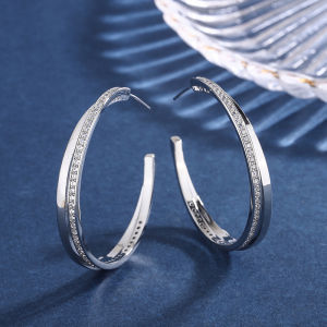 SEQUITO เครื่องประดับผู้หญิงสีเหลืองชุบทอง Micro Pave Bling AAA เพชรสังเคราะห์แฟชั่นพรหมปาร์ตี้ห่วงใหญ่ต่างหูกลมเครื่องประดับเสื้อผ้า SE847