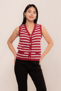 RIMINI - Atasan Wanita Korean Style Stripes Knit Sleeveless Size S-L - Adelaine Vest 3022