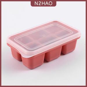 N2HAO  Silicone Ice Cube khuôn với DIY Nắp 6 lưới mềm Dưới CE Cube Khuôn vuông trái cây Ice Cube Maker khay bếp công cụ thanh acces