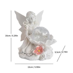 SHENEY Solar Powered Resin Statue Premium Resin Soft Light Angel Figurine Charming Sturdy Garden Statue Outdoor Garden