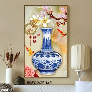 Tranh gạch 3D đẹp bình hoa
