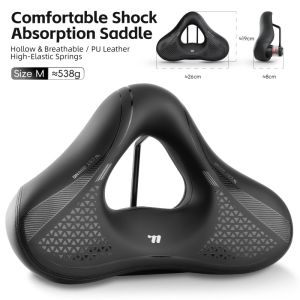 WEST BIKING เบาะเบาะซ้อนท้ายจักรยานกลวงกว้างพิเศษสะดวกสบายกันน้ำอานคู่ดูดซับแรงกระแทกหมอนรองแบบนุ่มหนาสำหรับ MTB จักรยานเสือหมอบ E-อานจักรยาน