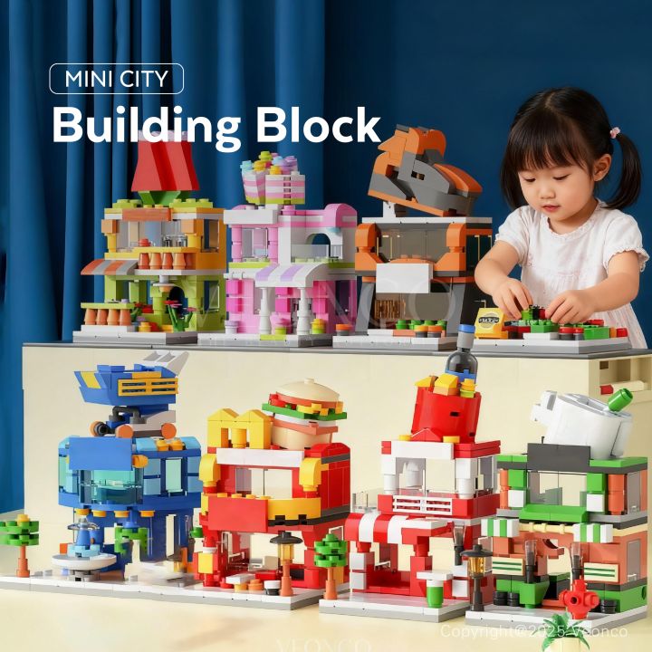 Blok Binaan👷‍♀️🏭City Street Shop Block 3D Fast Food Cafe City Street ...