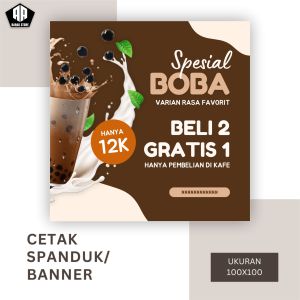 Cetak Banner Cetak Spanduk BOBA PROMO BELI 2 GRATIS 1 BISA REQUEST