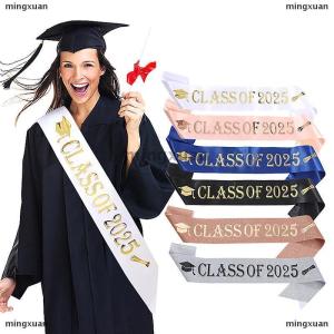 [COD] mingxuan Graduation Decoration Class Of 2025 Satin Sash Glitter Black Blue Congratulation Graduation Party Decoration Supplies