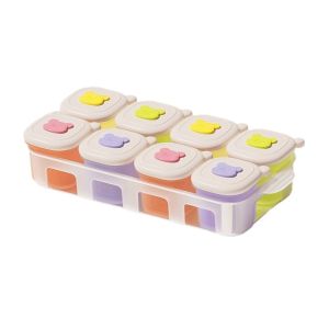 KODUS Silicone Freezer Ice Cube Molds with Lid 8-Grid Soup Ice Grid with Scales Durable Microwave Safe Food Meal Molds Freezer Use