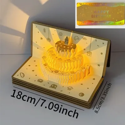 Foldable Birthday Red Envelope Greeting Card 3D Multiple Card Slots Musical Light Greeting Card Gifts Birthday Red Envelope Years Money Red Envelope