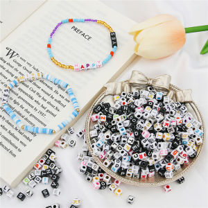 200pcs/lot 5x5mm Acrylic Square Beads English Alphabet Letters Beads For Hanmade Craft Making DIY Decoration