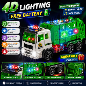 Kids Toy Garbage Truck with 4D Lights and Sounds/Lori Sampah Mainan Kanak-kanak dengan Lampu dan Bunyi