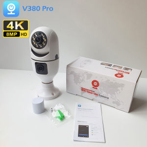 CCTV IP WiFi Camera Dual lens Kamera lampu Bohlam PTZ V380 8MP + 8MP 1080P APP V380 PRO
