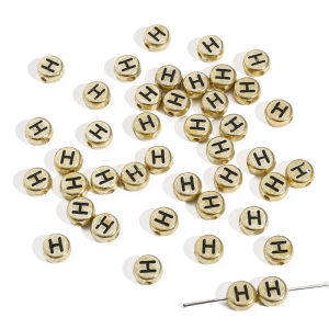 4x7mm 50pcs Flat Round Acrylic Gold Alphabet Beads For Handmade Bracelet Necklace Earring Keychain DIY Craft Jewelry Making
