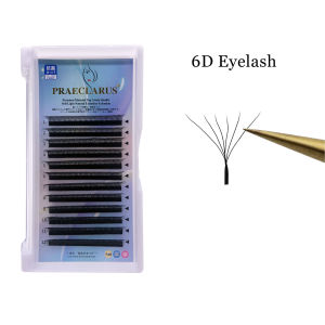 PRAECLARUS 6D W shape Eyelash Extensions Premium Volume Fans Pre-Made W shape False Lashes Thickness 0.07mm Handwoven Natural soft Mink Fur 6D Clover Lash