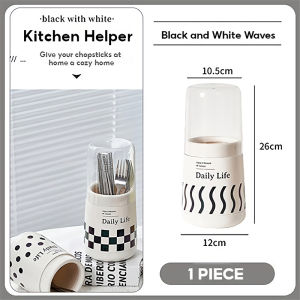 Kitchen Utensil Holder with Dustproof Chopsticks Spoons Storage Holder with Drainage tray