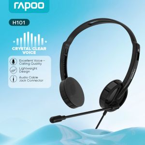 Rapoo H101 Wired Stereo Headset Computer Gaming Headphone With Mic Voice Earphone With 3.5mm Audio Cable Jack for PC