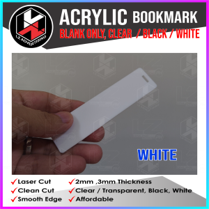 100 pcs Bookmark Acrylic Clear Blank / Transparent or White Black Acrylic