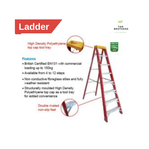 [ EVERLAS ] FIBREGLASS SINGLE SIDED STEP LADDER | TANGGA LIPAT TAHAN ...