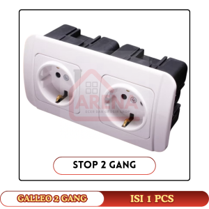 Broco Galleo Putih 2 Gang Inbow IB Tanam Stop Kontak + Saklar Engkel Tunggal / Sakelar Seri Double